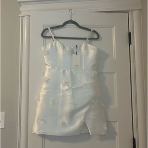 3D Floral White Dress